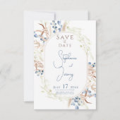 Save The Date Fleurs de sauce bleu Mariage blanc (Devant)