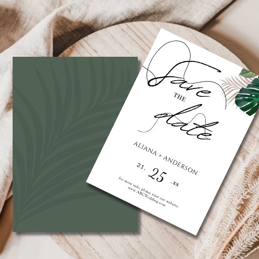 Save The Date Fleurs de sauge vertes et blanches modernes pour a