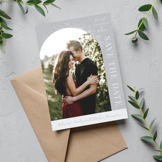 Save The Date Fleurs de simplicité 1 gris sterling faire part de