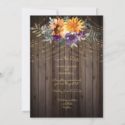 Save The Date Fleurs de soleil Brown foncées (Devant)
