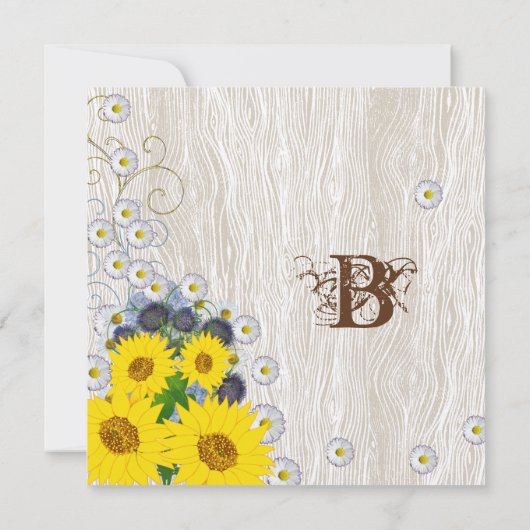 Save The Date Fleurs de soleil et marguerites Grain de bois Écon (Dos)