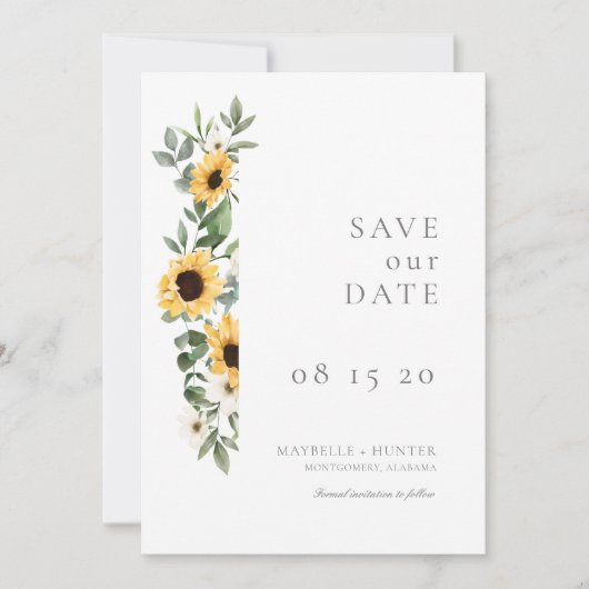 Save The Date Fleurs de soleil et Mariage Fleur sauvage (Devant)