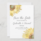 Save The Date Fleurs de soleil jaunes Mariage d'aquarelle Enregi (Devant)