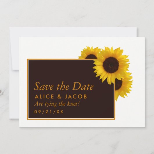 Save The Date Fleurs de soleil rustiques - Mariage (Devant)