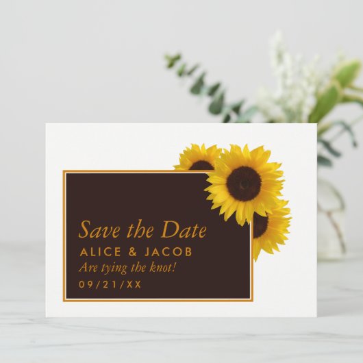 Save The Date Fleurs de soleil rustiques - Mariage (Debout devant)