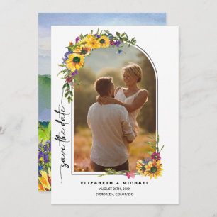Save The Date Fleurs de soleil Wild Meadow Summer Mariage Phot