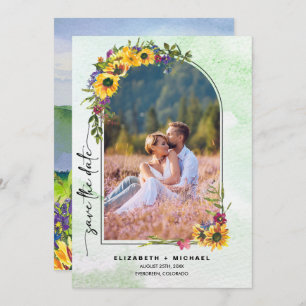 Save The Date Fleurs de soleil Wild Meadow Summer Mariage Phot