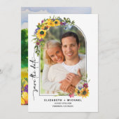 Save The Date Fleurs de soleil | Wild Meadow Summer Mariage Phot (Devant / Derrière)