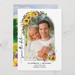 Save The Date Fleurs de soleil Wild Meadow Summer Mariage Phot