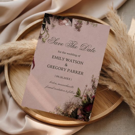 Save The Date Fleurs de Teint Rose Romantique