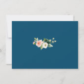Save The Date Fleurs de teinte rose cadre doré mariage bleu mari (Dos)