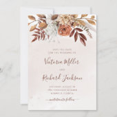 Save The Date Fleurs de terre cuite Boho Feuillage d'automne (Devant)