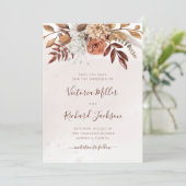 Save The Date Fleurs de terre cuite Boho Feuillage d'automne (Debout devant)