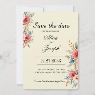Save The Date Fleurs de terre cuite Fleur Sauvegarder la Date