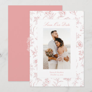 Save The Date Fleurs de toile de chinoiserie rose photo