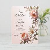 Save The Date Fleurs Décoratives Roses et Blanches Enregistrez l (Debout devant)