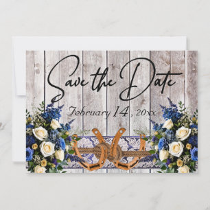 Save The Date Fleurs, dentelle et fer à cheval Mariage de ruban 