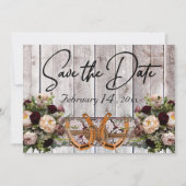 Save The Date Fleurs, Dentelle & Fers à Cheval Ruban Mariage Bou (Devant)