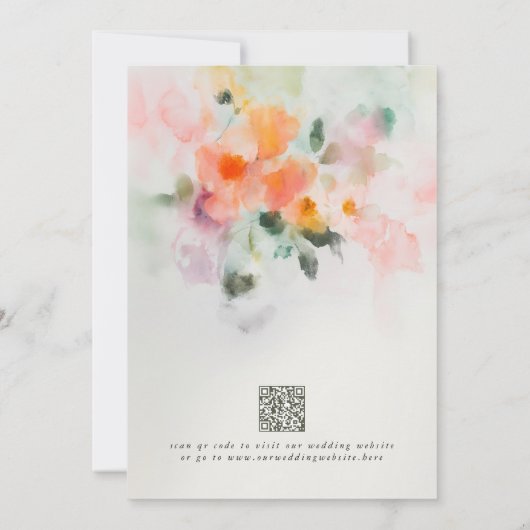 Save The Date Fleurs d'été romantiques Code QR Mariage photo (Dos)