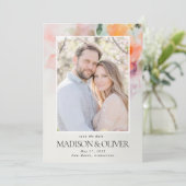 Save The Date Fleurs d'été romantiques Code QR Photo Mariage (Debout devant)