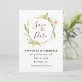 Save The Date Fleurs d'été Verdure Mariage de cadre fleuri (Debout devant)