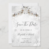 Save The Date Fleurs d'hiver Cônes de pin Enregistrez la date (Devant)