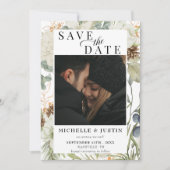 Save The Date Fleurs d'hiver | Mariage photo rustique (Devant)