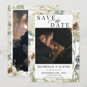 Save The Date Fleurs d'hiver | Mariage photo rustique (Devant / Derrière)
