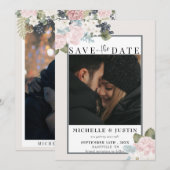 Save The Date Fleurs d'hiver | Mariage photo rustique (Devant / Derrière)