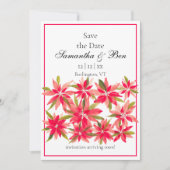 Save The Date Fleurs D'Hiver Poinsettia Mariage Enregistrer La D (Devant)