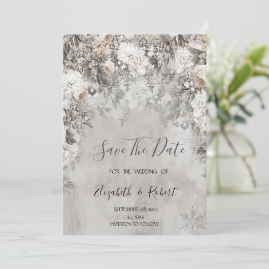 Save The Date Fleurs d'hiver Wonderland Enregistrer la date (Debout devant)