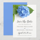 Save The Date Fleurs d'Hortensia Bleu (Devant / Derrière)