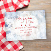 Save The Date Fleurs d'oeillet bleu 4 juillet Mariage