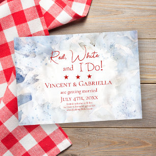 Save The Date Fleurs d'oeillet bleu 4 juillet Mariage