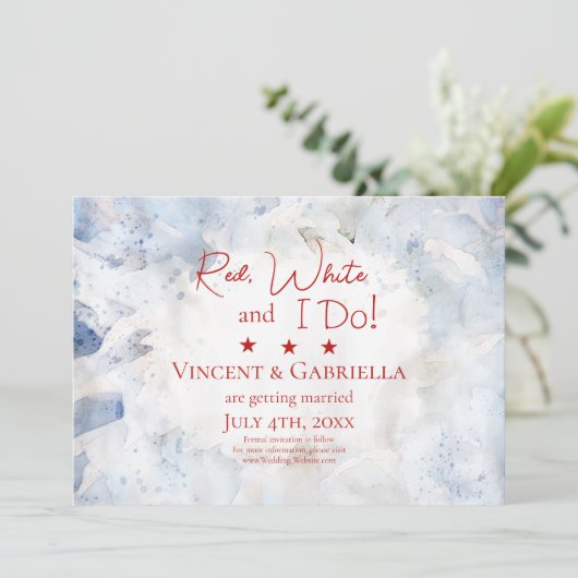 Save The Date Fleurs d'oeillet bleu 4 juillet Mariage (Debout devant)