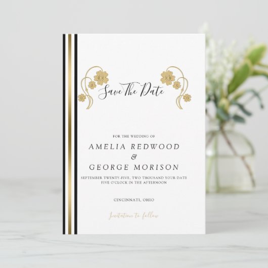 Save The Date Fleurs D'Or Et Grilles (Debout devant)