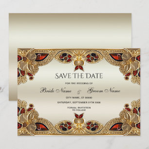Save The Date Fleurs D'Or Gemstone Rouge Splendor Enregistrer La