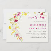 Save The Date Fleurs d'orchidées violettes roses Mariage de cour (Devant)