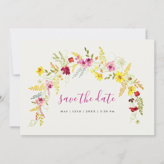 Save The Date Fleurs d'orchidées violettes roses Mariage de cour (Dos)