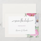 Save The Date Fleurs du jardin printanier Aquarelle Art (Devant / Derrière)