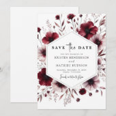 Save The Date Fleurs élégantes Mariage Bourgogne (Devant / Derrière)