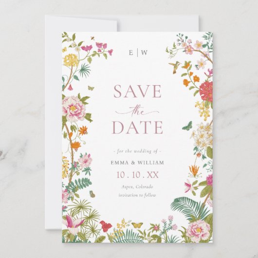 Save The Date Fleurs Élégantes Vintage (Devant)