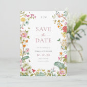 Save The Date Fleurs Élégantes Vintage (Debout devant)