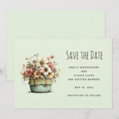 Save The Date Fleurs en pot Cozy Style Shabby Chic (Devant / Derrière)