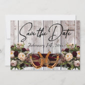 Save The Date Fleurs et fer à cheval, Mariage de ruban Bourgogne (Devant)