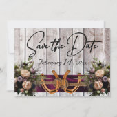 Save The Date Fleurs et fer à cheval, Mariage de ruban violet (Devant)