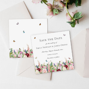 Save The Date Fleurs et papillons violets roses Enregistrer la d