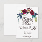 Save The Date Fleurs et plume boho pour annoncer la date (Devant / Derrière)