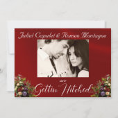 Save The Date Fleurs & Fers à Cheval Ruban Rouge Mariage (Dos)