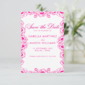 Save The Date Fleurs fuchsia électriques classiques pour sauver (Debout devant)
